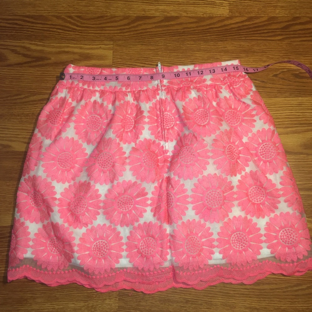 Blue Rain Skirt Boutique Pink Lace Floral Size:L - Picture 2 of 8